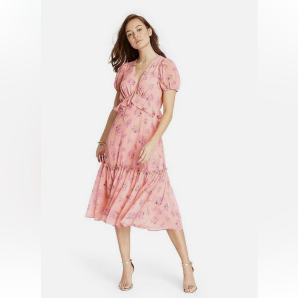 NWT Love Shack Fancy  Fleur Pink Floral Dress Women's Size 4 - Picture 7 of 16